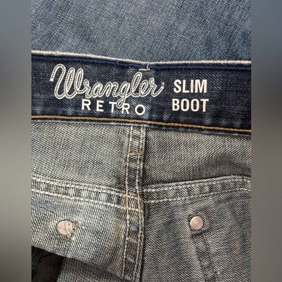 NWT Vintage Wrangler Dark Wash 8” Long Mid Rise Cut Off Upcycled Jean Shorts 31 - Picture 8 of 9